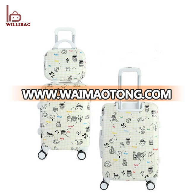 Full Printed Trolley Suitcase Luggage Set PC Plastic Suitcase